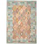 Tappeto Kilim Afghanistan Geometrico Azzurro Terracotta Rosa