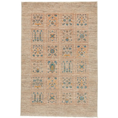 Tappeto Bakhtiyar Pakistan Astratto Beige Blu Turchese Aranc