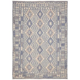 Tappeto Kilim Afghanistan Astratto Blues Cream Marrone 204x2