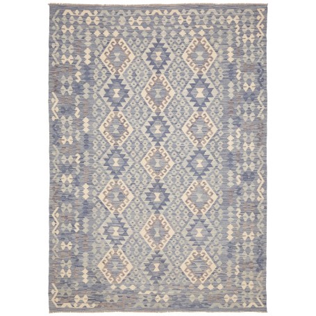 Tappeto Kilim Afghanistan Astratto Blues Cream Marrone 204x2