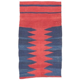 Tappeto Kilim Vintage Persia Astratto Rosso Mattone Blu Navy