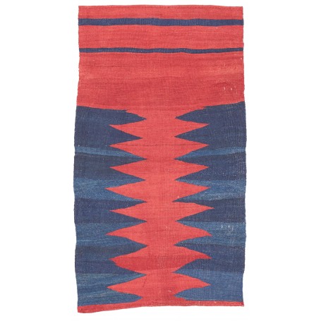 Tappeto Kilim Vintage Persia Astratto Rosso Mattone Blu Navy