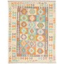 Tappeto Kilim Afghanistan Geometrico Bianco Crema Turchese A