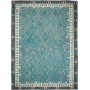 Tappeto Kilim Afghanistan Astratto Turchese Blu Petrolio Gri