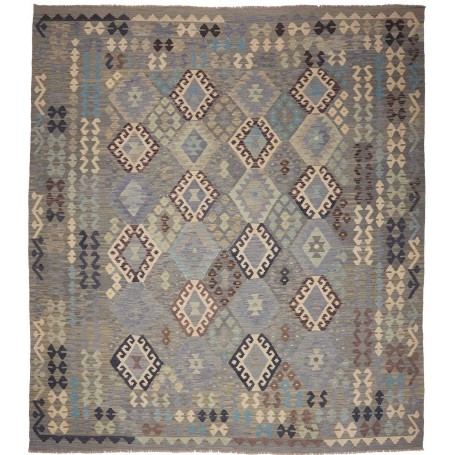 Tappeto Kilim Afghanistan Astratto Grigio Blu Azzurro Celest