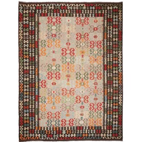 Tappeto Kilim Afghanistan Geometrico Beige Multicolore Rosso