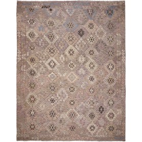 Tappeto Kilim Afghanistan Astratto Malva Grigio Celeste Crem
