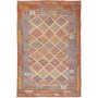 Tappeto Kilim Afghanistan Geometrico Arancio Terracotta Blu