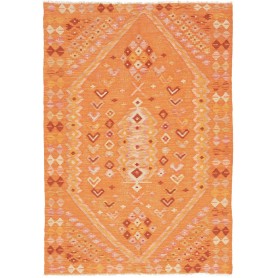 Tappeto Kilim Afghanistan Geometrico Arancione Pesca Legno D
