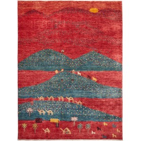 Tappeto Mosaic Pakistan Astratto Rosso Teale Giallo 173x230