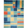 Tappeto Barjesta Pakistan Astratto Blu Giallo Turchese Aranc