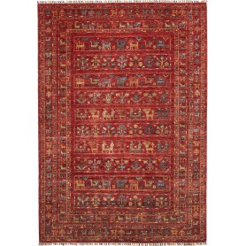 Tappeto Rubin Pakistan Astratto Rosso Terracotta Blu Petroli