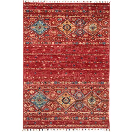 Tappeto Rubin Pakistan Astratto Rosso Blu Oro Beige 99x145 C