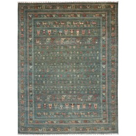 Tappeto Rubin Pakistan Geometrico Verde Petrolio Terracotta