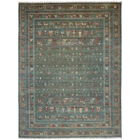 Tappeto Rubin Pakistan Geometrico Verde Petrolio Terracotta