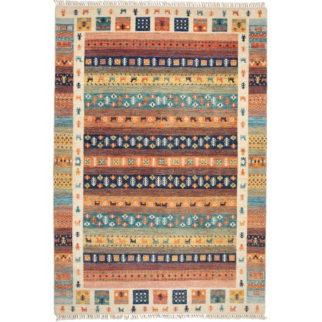 Tappeto Royal Gabbeh Pakistan Astratto Beige Terracotta Blu