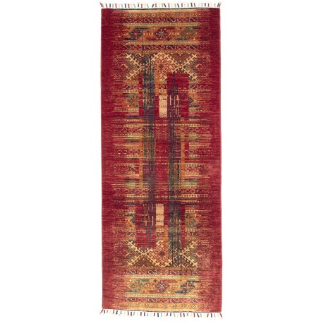 Tappeto Siva Pakistan Geometrico Rosso Bordeaux Beige Blu Ve