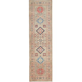 Tappeto Kazak Afghanistan Geometrico Verde Salvia Terracotta