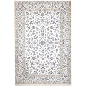 Tappeto Nain 6la Persia Floreale Avorio Crema Blu Chiaro Blu
