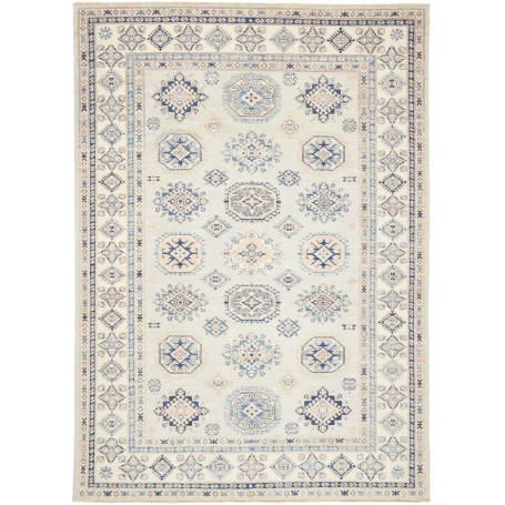 Tappeto Kazak Fine Pakistan Astratto Azzurro Tenue Blu Scuro