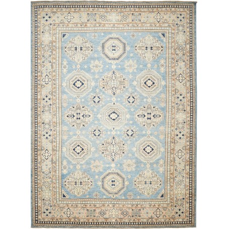 Tappeto Kazak Fine Pakistan Cornice Blu Cielo Crema Beige Bl