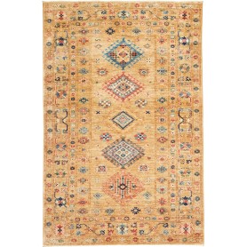 Tappeto Kazak Fine Pakistan Geometrico Oro Ocra Blu Rosso Cr