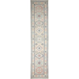 Tappeto Kazak Afghanistan Astratto Beige Azzurro Rosa Cipria