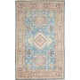 Tappeto Kazak Afghanistan Geometrico Blu Cielo Rosa Cipria A