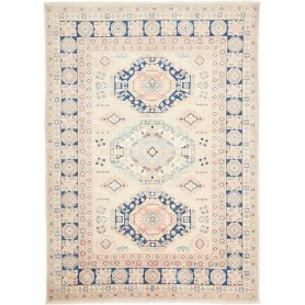 Tappeto Kazak Afghanistan Astratto Crema Blu Pesca Azzurro B