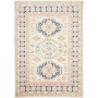 Tappeto Kazak Afghanistan Astratto Crema Blu Pesca Azzurro B
