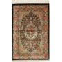 Tappeto Ghom Seta Persia Floreale Nero Rosa Corallo Turchese