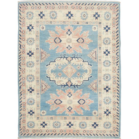 Tappeto Kazak Afghanistan Geometrico Azzurro Crema Rosa Chia