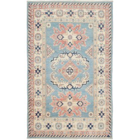 Tappeto Kazak Afghanistan Geometrico Azzurro Cielo Terracott