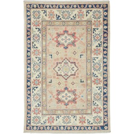 Tappeto Kazak Afghanistan Geometrico Crema Beige Corallo Blu