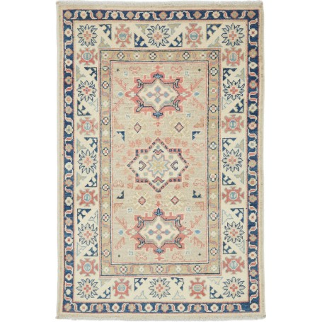 Tappeto Kazak Afghanistan Geometrico Crema Beige Corallo Blu