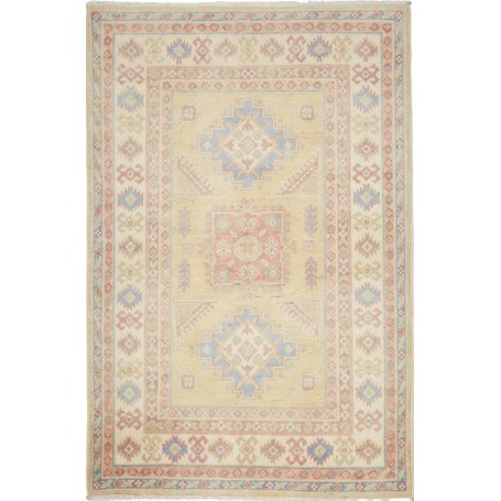 Tappeto Kazak Afghanistan Astratto Giallo Beige Celeste Ross