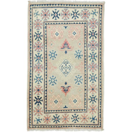 Tappeto Kazak Afghanistan Geometrico Beige Grigio Crema Blu