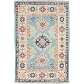 Tappeto Kazak Afghanistan Geometrico Azzurro Crema Avorio Ro