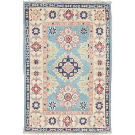 Tappeto Kazak Afghanistan Geometrico Azzurro Crema Avorio Ro