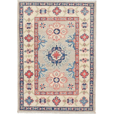 Tappeto Kazak Afghanistan Geometrico Grigio Beige Blu Corall