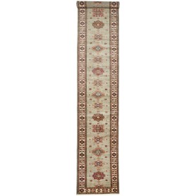 Tappeto Kazak Fine Pakistan Astratto Verde Salvia Rosso Bord