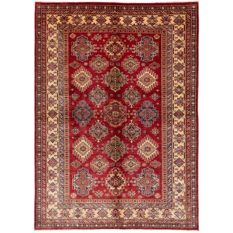 Tappeto Kazak Fine Pakistan Astratto Rosso Bordeaux Crema Be