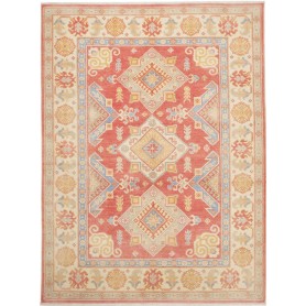 Tappeto Kazak Afghanistan Astratto Rosso Terracotta Crema Av