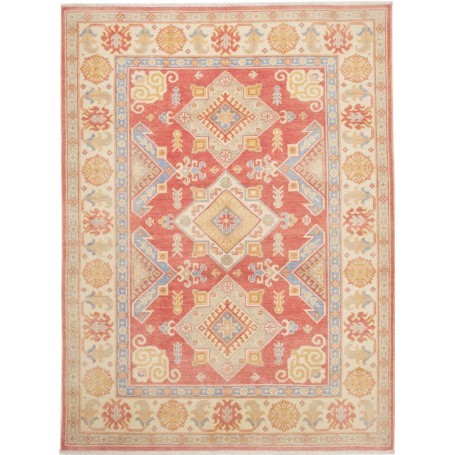 Tappeto Kazak Afghanistan Astratto Rosso Terracotta Crema Av