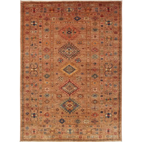 Tappeto Kazak Fine Pakistan Astratto Terracotta Blu Rosso Gi