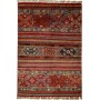Tappeto Samarkand Pakistan Astratto Rosso Bordeaux Blu Azzur