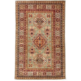 Tappeto Kazak Fine Pakistan Floreale Verde Salvia Bordeaux C