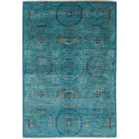 Tappeto Mamlouk Pakistan Astratto Turchese Blu 123x178 Cm
