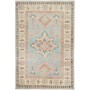 Tappeto Kazak Afghanistan Medaglione Azzurro Tenue Crema Bei