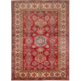 Tappeto Kazak Fine Pakistan Geometrico Rosso Bordeaux Beige